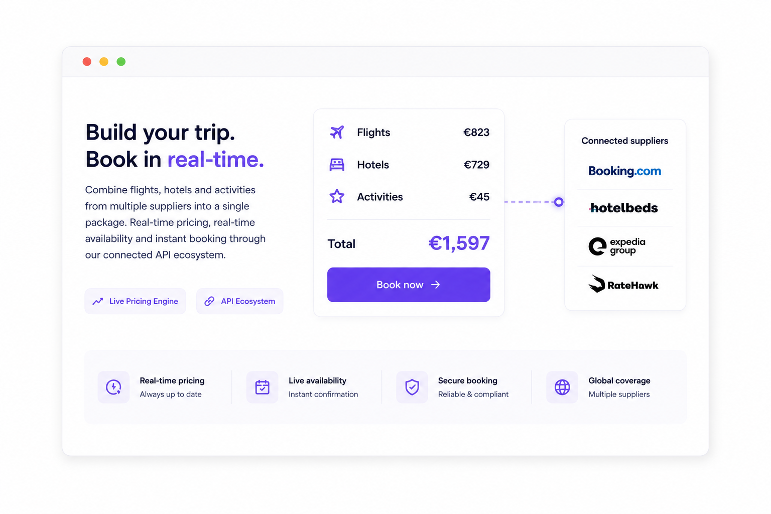Real-time pricing and booking interface